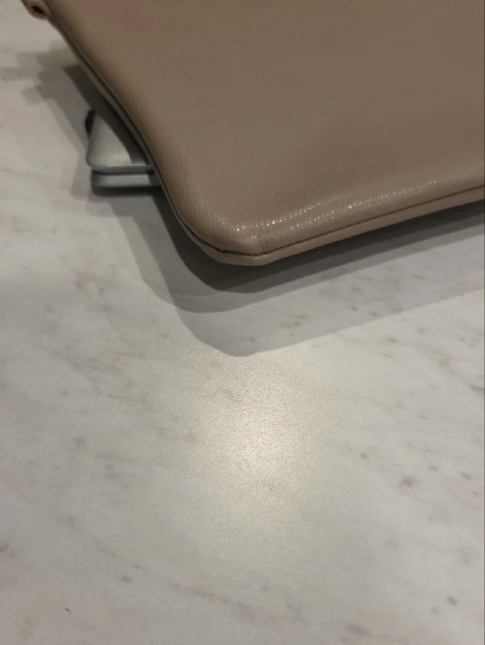 BOSS Taupe Leather Laptop Sleeve